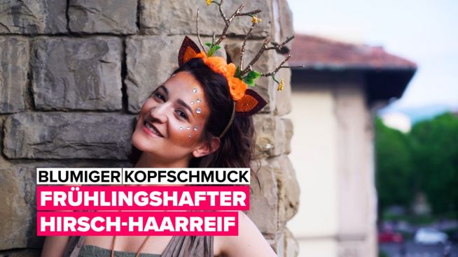 Blumiger Kopfschmuck für den Frühling: Hirsch-Haarreif